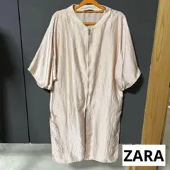 美品‼️ZARA サマーコート ガウン ロングカーデ 羽織り サテン ピンクのサムネイル