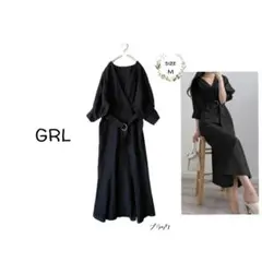 グレイル ベルト付きカシュクールマーメイドワンピース ブラック M