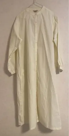 Samansa Mos2薄い黄色 ストライプ シャツワンピース