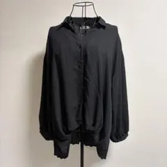 レディース　シフォン バルーンスリーブシャツ　ブラック　LL