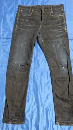 G-STAR RAW、ダメージ加工 ダークブルー スキニーデニム