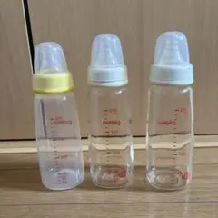 哺乳瓶3本セット　ピジョン　スリムタイプ　ガラス、プラスチック