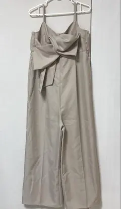 しまむら リボン サロペット オールインワン ベージュ L 新品