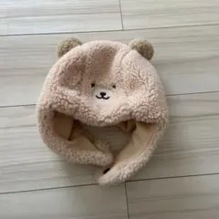 クマ耳付きフリース帽子 ベージュ　もこもこ　ギャップ　ジェラピケ　お好きな方にも