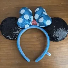 ミニー　ディズニー　スパンコールカチューシャ　青