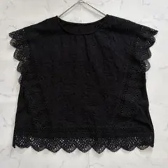 Live in comfort ブラウス　レース袖　刺繍　ブラック　4Lのサムネイル