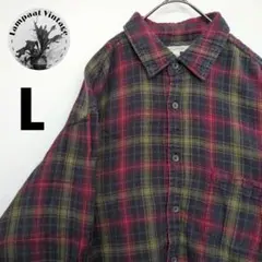 US古着 carbon 2 cobalt フランネルシャツ L レッド