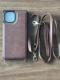 iPhone13用スマホケース　ブラウン 合成皮革