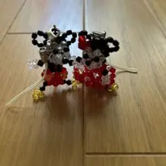 ミッキーとミニー ビーズキャラクター ストラップ