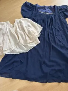 パーティドレス ネイビー フリル袖 ボレロ