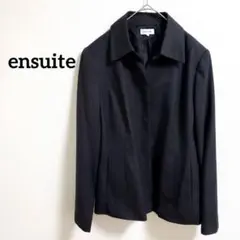【エンスウィート 】ウール　ジャケット ブルゾン　黒　比翼　レナウンのサムネイル