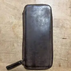 バハギアクレイジーホースレザー 筆箱 ジッパー式 (つくしペンケースのピン付き)