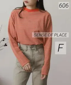 606 美品 SENSE OF PLACE リンガーボーダーロングTシャツ