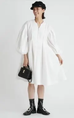 セルフォード　ふくれジャガード　ワンピース　ホワイト