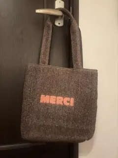 MERCI ロゴ トートバッグ ブラウン