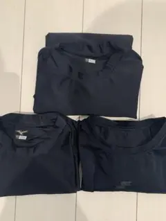 ネイビー 長袖アンダーシャツ L1枚XO２枚の３枚セット