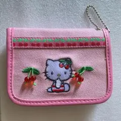 平成レトロ　ハローキティ チェリー刺繍 コインケース　パスケース