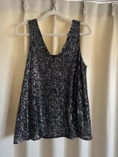 ROSE BUD スパンコール ブラックタンクトップ Fサイズ