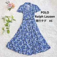 【ポロラルフローレン】極美品 ロングワンピース 花柄 現行タグ XSサイズのサムネイル