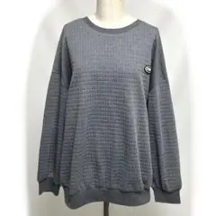 古着トレーナーグレー(凹￼￼ストライプ)メンズXLサイズ[SMS3-10-3]