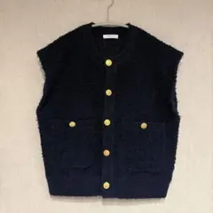 MACPHEE | マカフィー ツイーディーラッフル クルーネックジレ Sサイズ