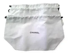 ★美品 CHANEL シャネル 白 布袋 巾着 3枚セット 横約32cm★