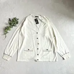 c2282『グリーンノート』新品タグ付！大きいサイズ 19 Vネックカーディガン