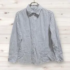 C1345 ON LOVE OFF 長袖シャツ (L) 白 ストライプ 総柄
