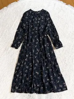 グローバルワーク 長袖 花柄ロングシャツワンピース ポケット付き M 羽織り