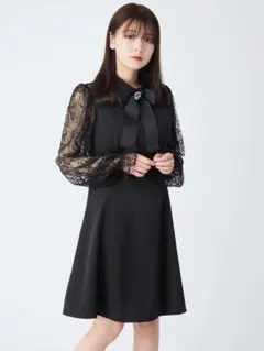 Ank rouge デコルテ開きレース切り替えワンピース