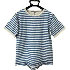 MITSUMINE メンズ半袖Tシャツ ボーダー 青白 Mサイズのサムネイル