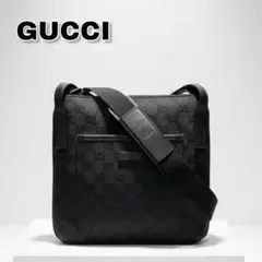 GUCCI 定番 ショルダーバッグ 黒 GG柄 キャンバス 斜め掛け 男女兼用