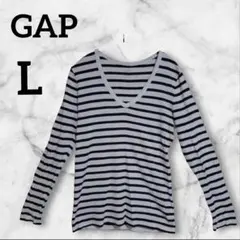 GAP【L】 白黒ストライプ 長袖Tシャツ