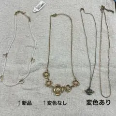 花モチーフ ゴールド ネックレス 4本セット 土星