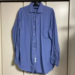 SHIPS 青 チェック柄 長袖シャツ