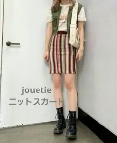 【美品】jouetie マルチストライプニットスカート♡タイト♡膝上♡レトロのサムネイル