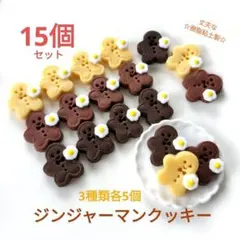 NO.583【再販/樹脂粘土製】3種のジンジャーマンミニクッキー合計15個セット