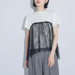 新品】レース切替ロングシャツトレフルプラスワン yori リンカブル 