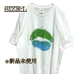 【新品】 Tシャツ 白 くちびる ルージュ ビッグプリント L