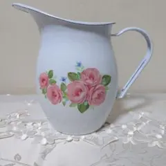 ホーロー　ピッチャー　水差し　トールペイント作品