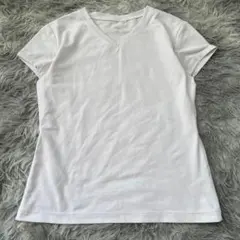 【UNIQLO】ホワイト Vネック 半袖Tシャツ L 大きいサイズ インナーにも