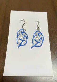 水引ピアスブルー系あわじ結び ハンドメイドアクセサリーポケットティッシュ付