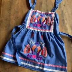 出産お祝いに。新品メキシコオアハカ小鳥さんの刺繍 エプロン 