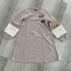 クレッシェント　袖ボアワンピース　ピンク130