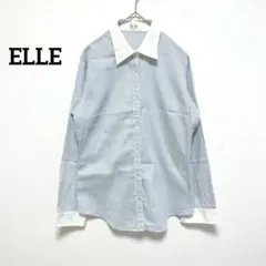 エル　クレリックシャツ　ブルー　ストライプ　212