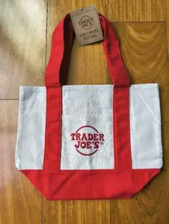 TRADER JOE'S ミニキャンバストートバッグエコバッグ レッド タグ付