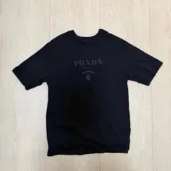正規美品✨プラダ Vネック ナイロンポケット ロゴ Tシャツ 濃紺 M 男女