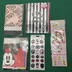(10-146)ミッキーマウス・アリス メモ用紙シール付箋レターセット5点