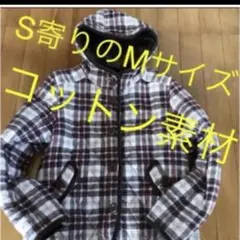 ★ チェック　フード付きハーフコート　中綿コート　ジャケット　キルティングコート