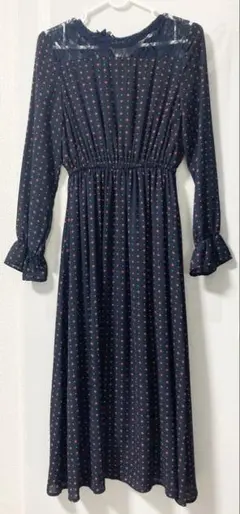 ネイビー 花柄 ワンピース Sサイズ